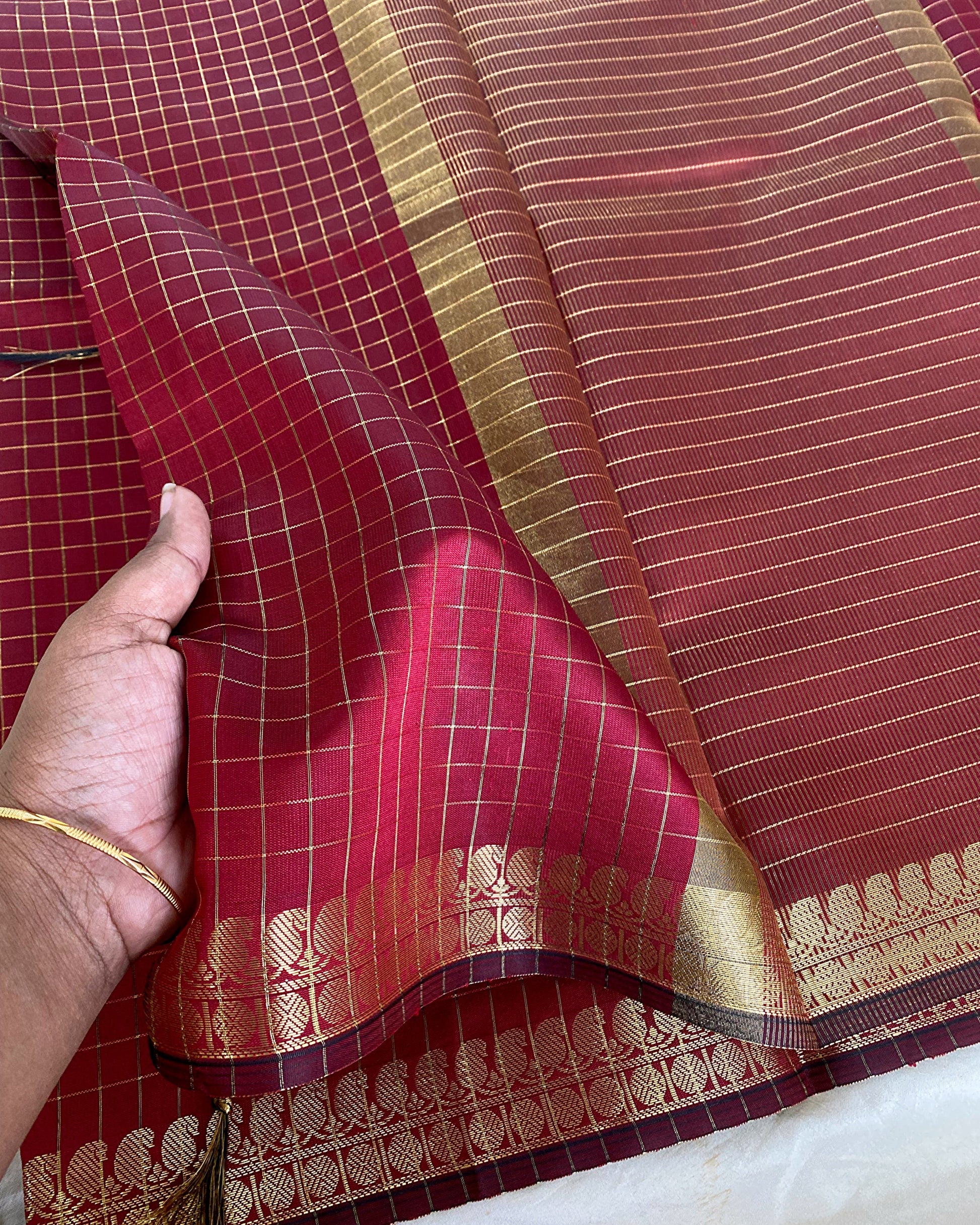 Soft Silk Checked Saree Aksha Trends