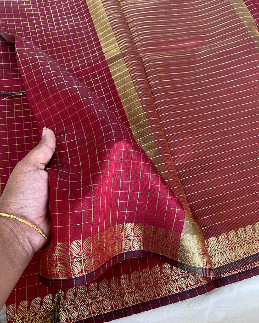 Soft Silk Checked Saree Aksha Trends 