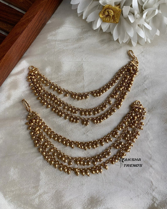 Gold Bridal earchain maati -3 layer Aksha Trends