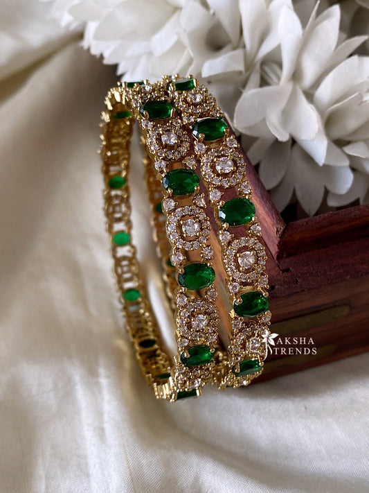Premium AD bangles -Green (2pc) Aksha Trends