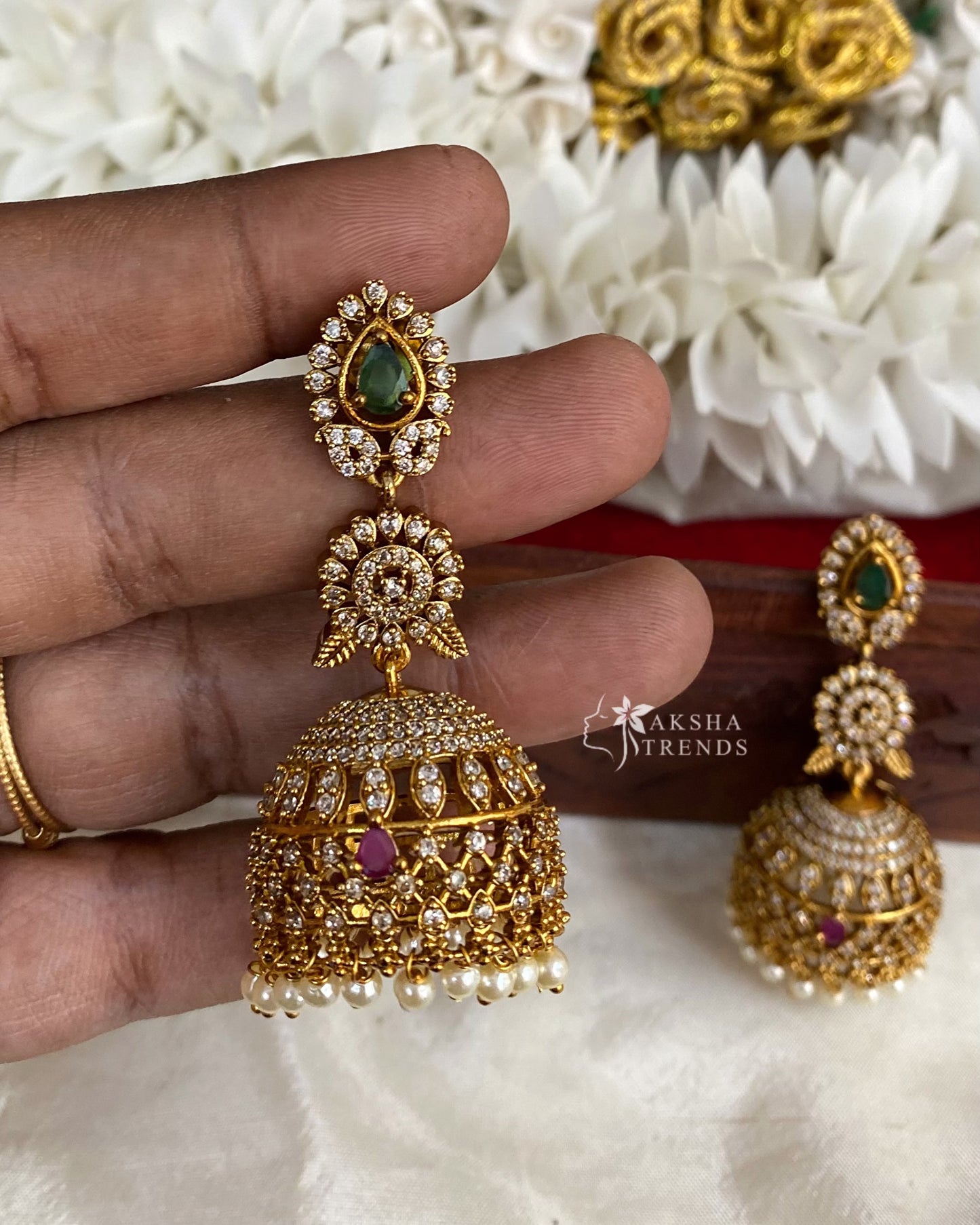 Bridal AD Jhumkas -Big size Aksha Trends