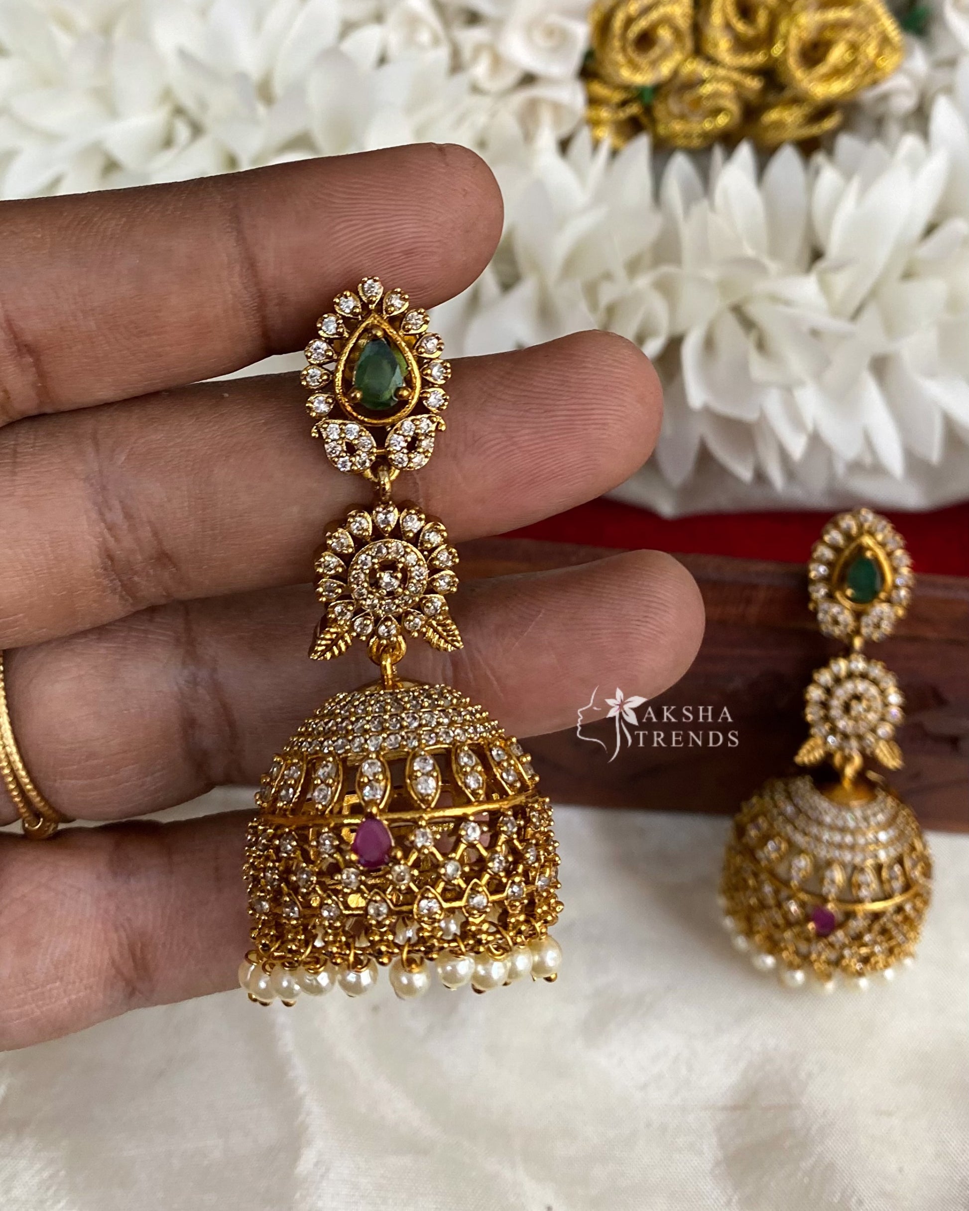Bridal AD Jhumkas -Big size Aksha Trends