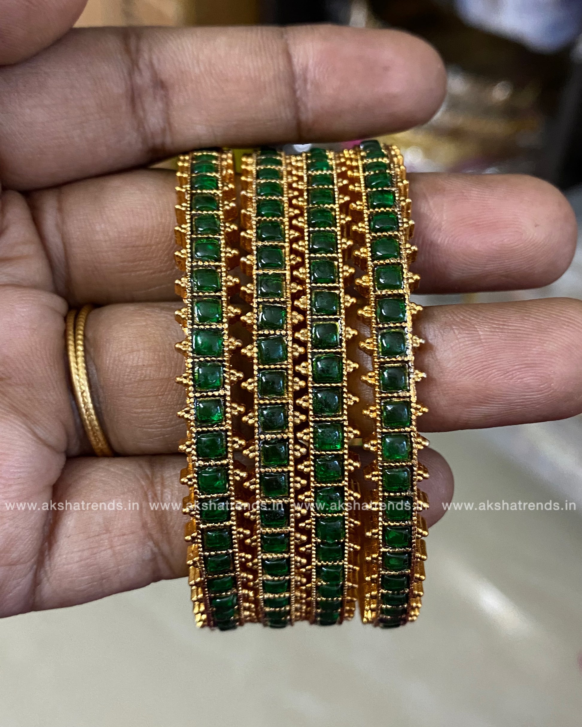 Kemp stone bangles -Green Aksha Trends