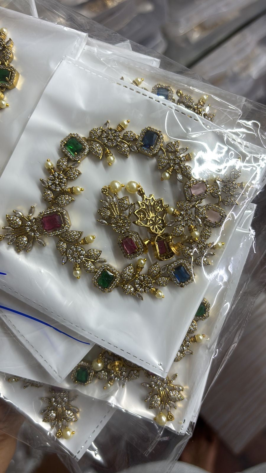 Navratna floral diamond Necklace Aksha Trends