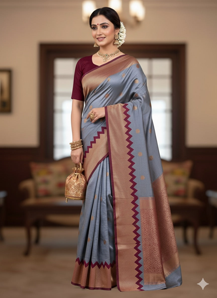 Gopuram Semi Silk saree Aksha Trends 