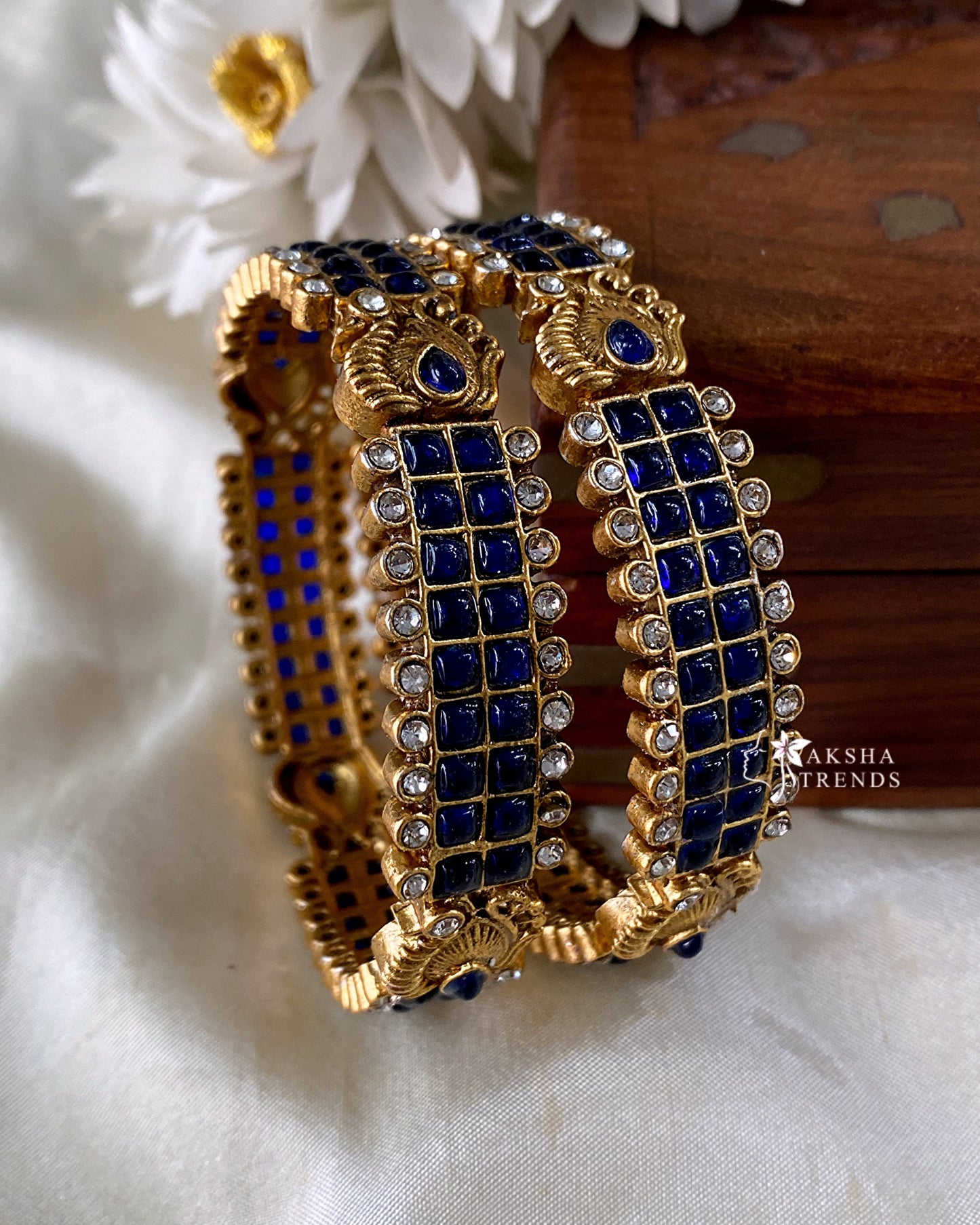 Antique blue stone bangles (2pc) Aksha Trends