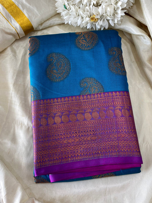 Kanchi Pattu Saree -Blue Aksha Trends