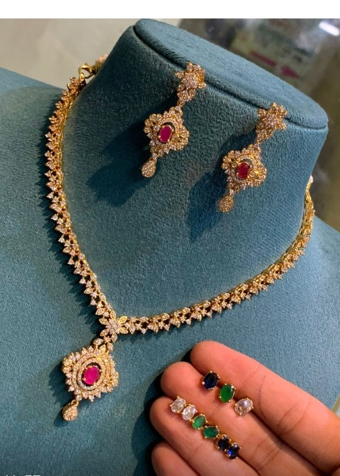 4in1 colour changeable diamond necklace Aksha Trends