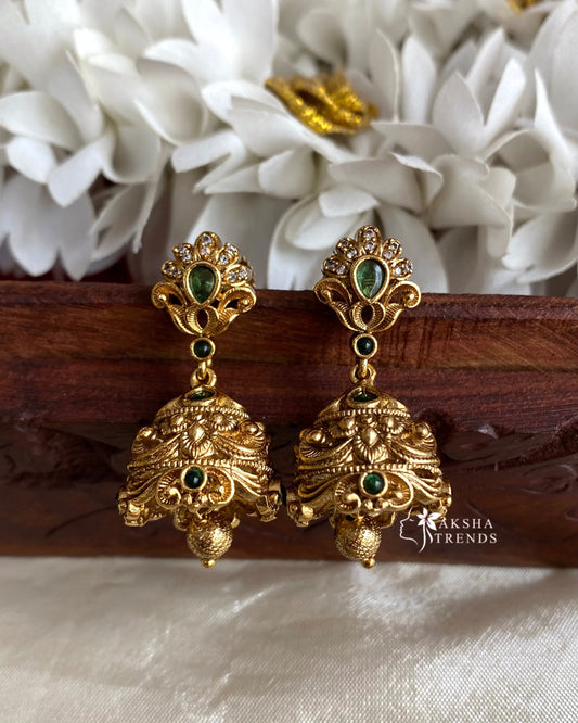 Kemp small Jhumkas -Green Aksha Trends