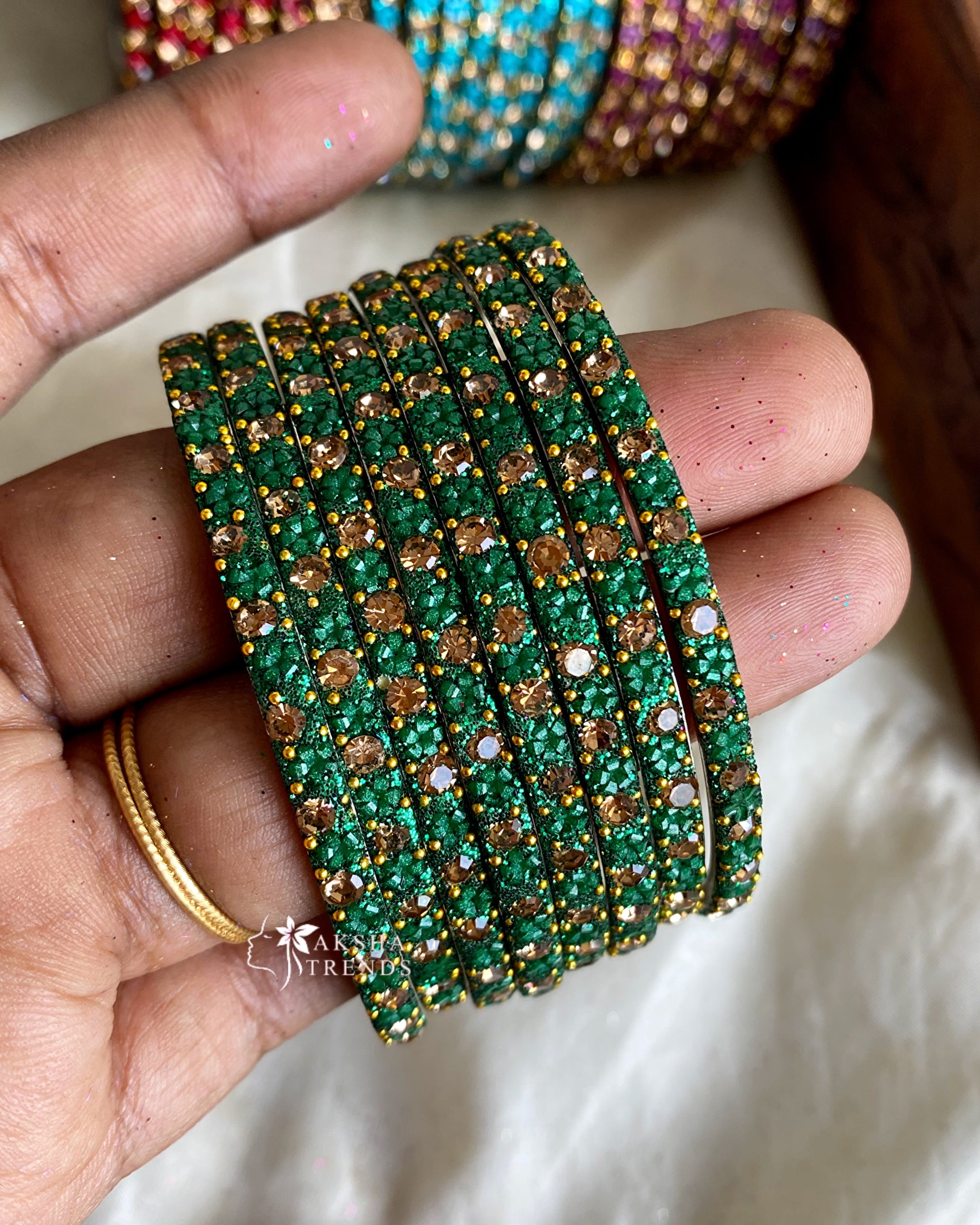 Floral metal Bangles -(8pc/one colour) Aksha Trends