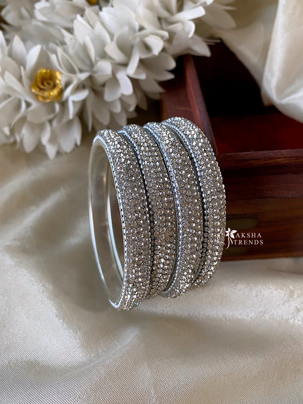 Kids silver stone fancy bangles (4pc) Aksha Trends 