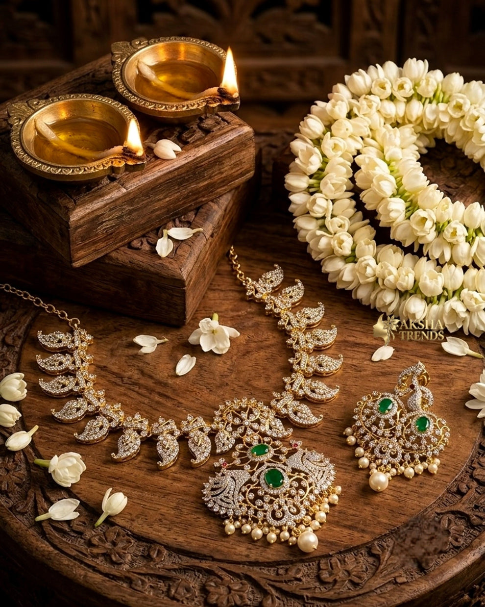 Premium diamond bridal necklace Aksha Trends 