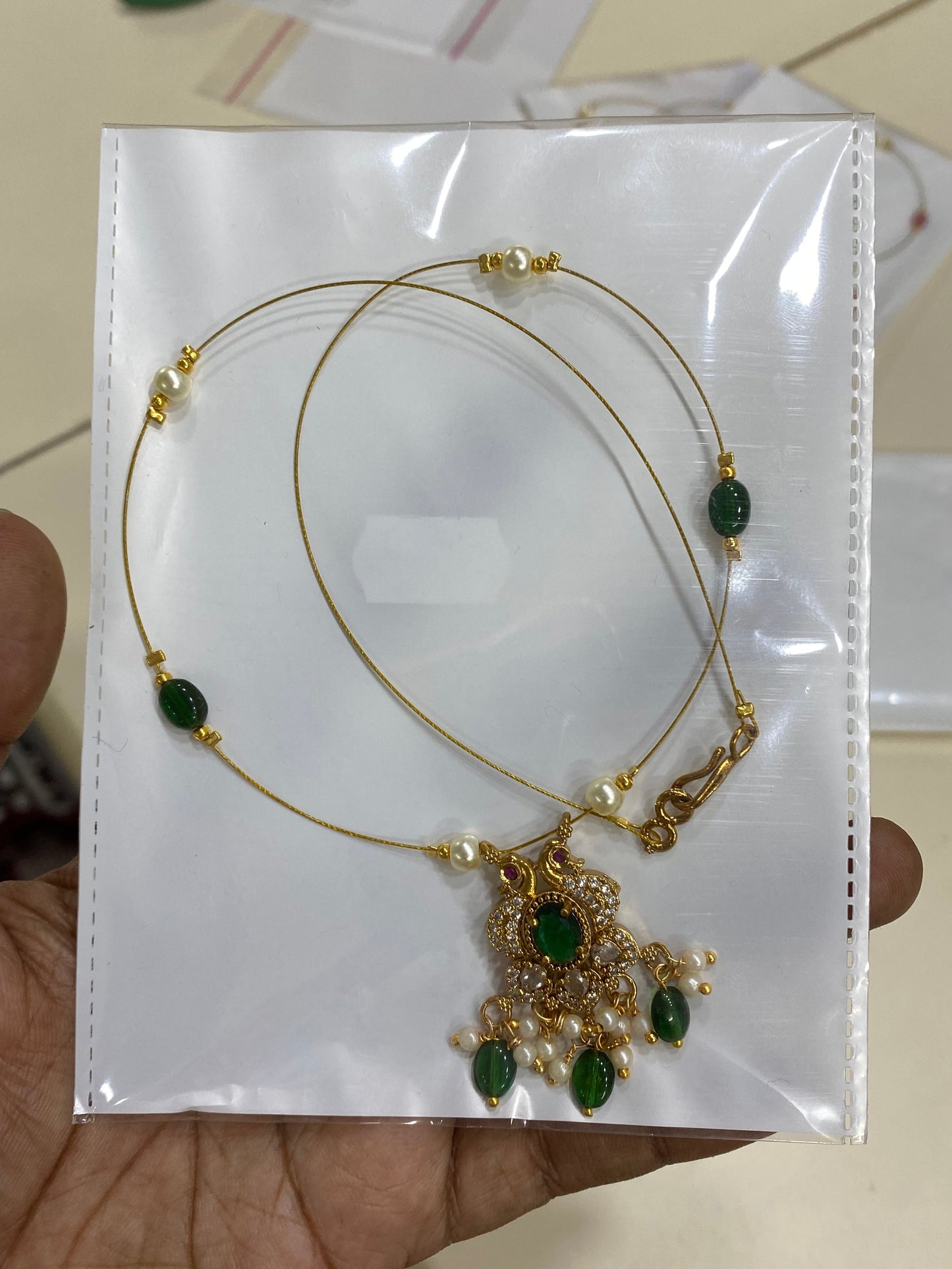 Invisible Necklace -floral green Aksha Trends