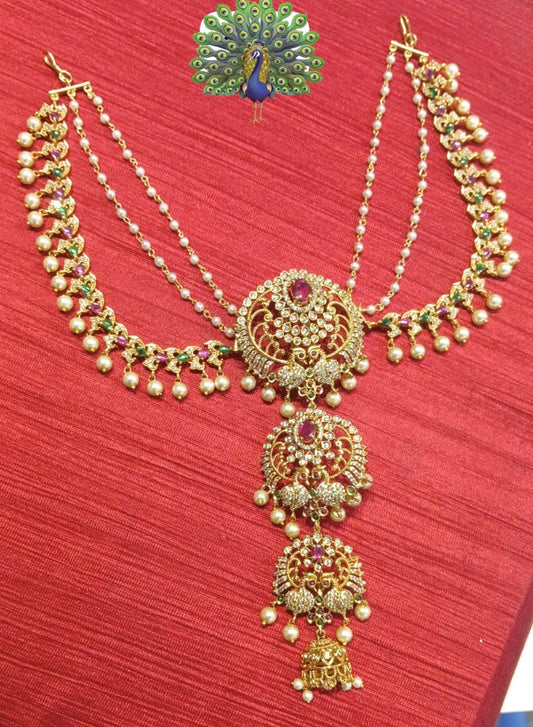 Premium diamond Jadai Billa with Earchain Aksha Trends