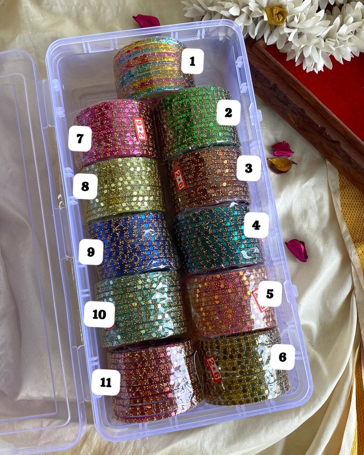 2.4 SIZE -Mirror Glass Bangles (12pc /one colour) (Copy) Aksha Trends