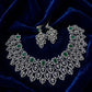 Silver floral diamond necklace -Pink Aksha Trends