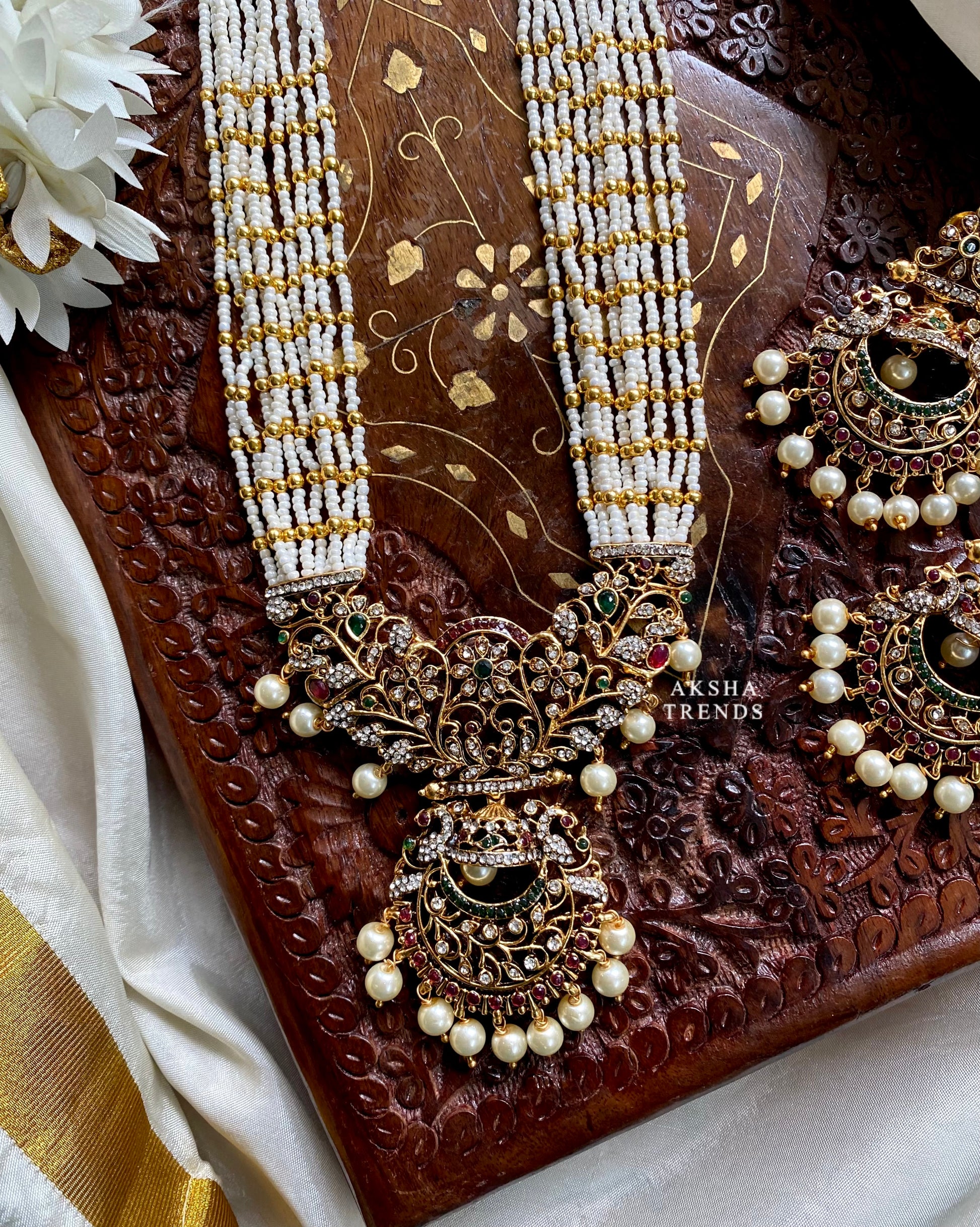 Rangoli beads haram -white Aksha Trends