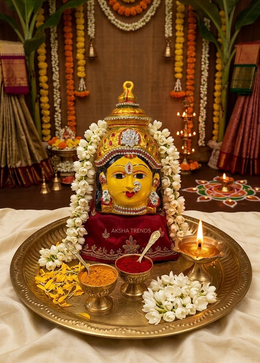Varalakshmi Amman face with stone alangaram Aksha Trends