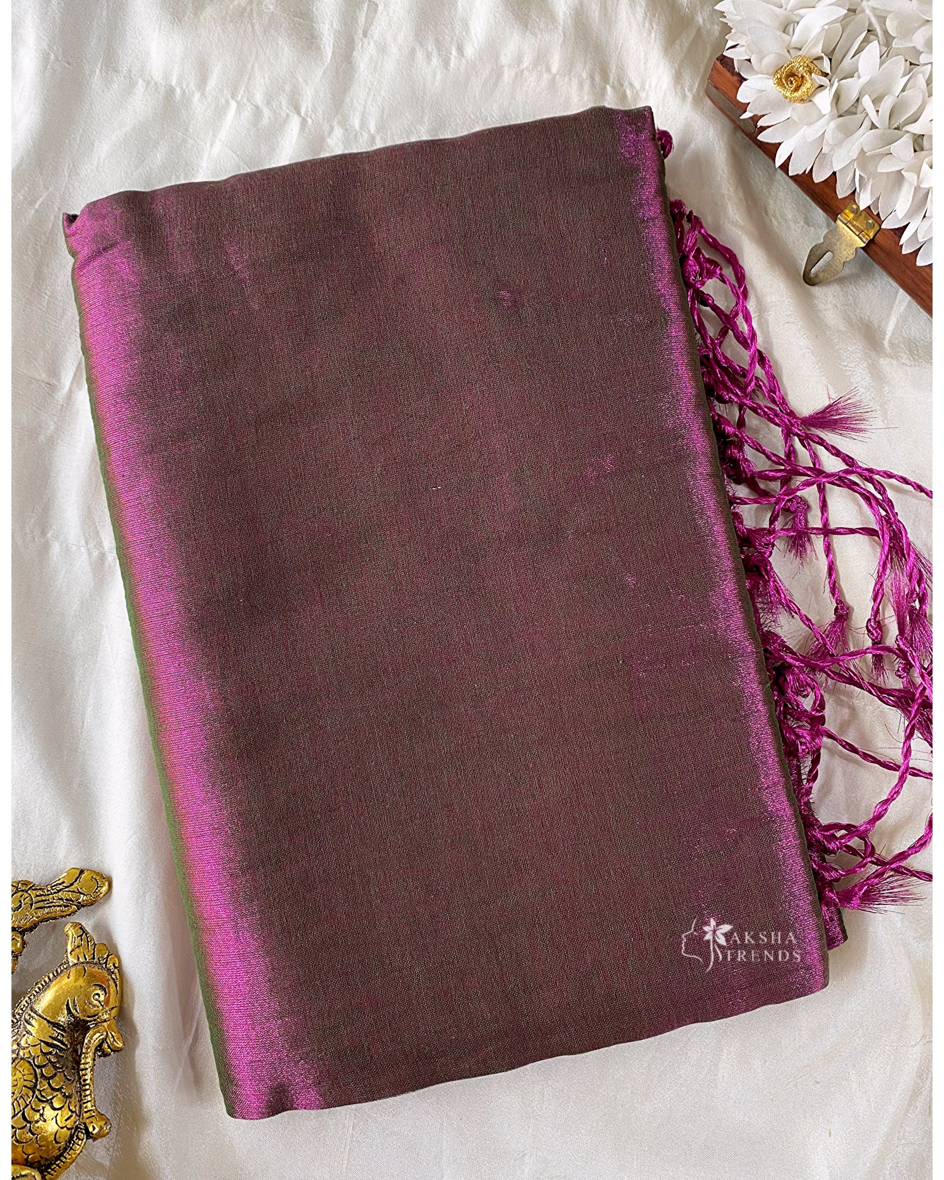 Khadi tissue plain Saree Aksha Trends