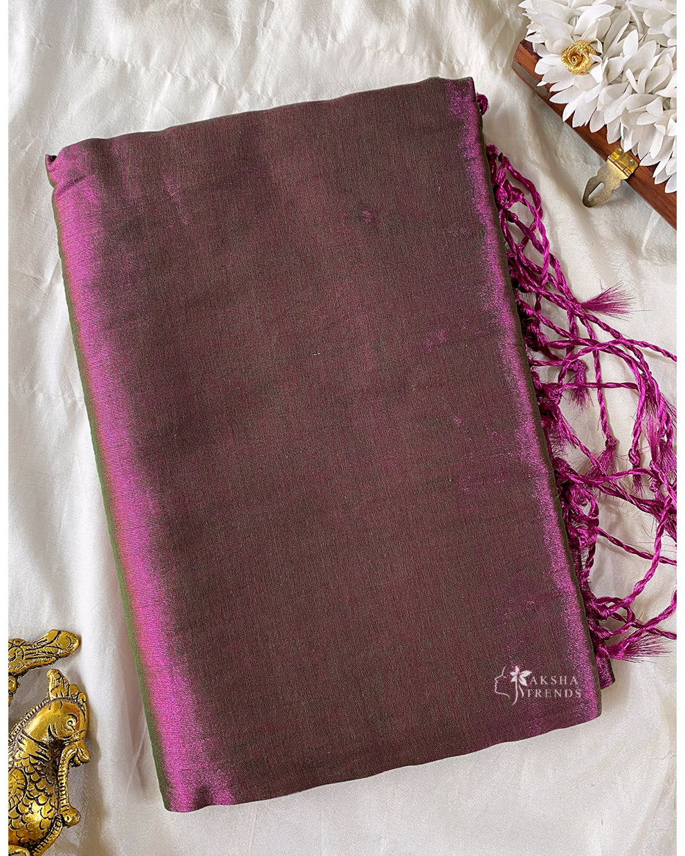 Khadi tissue plain Saree Aksha Trends 