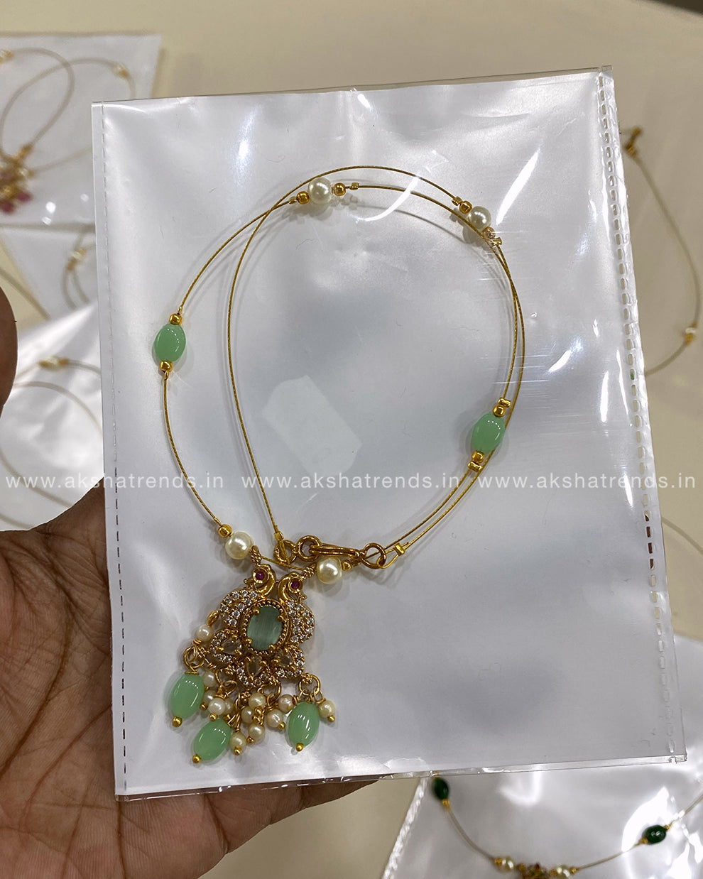 Invisible Necklace -floral blue Aksha Trends 