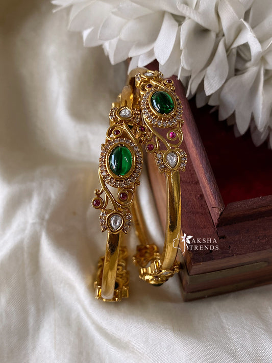 Emerald golden bangles (2pc) Aksha Trends