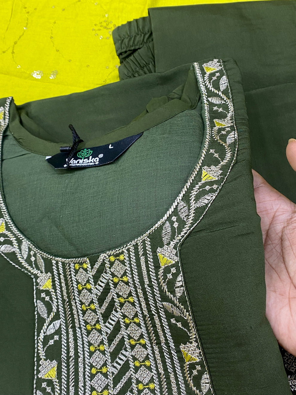 Cotton Silk Kurti Set -Green Aksha Trends 