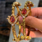 Lotus gold bangles Ruby (2pc) Aksha Trends