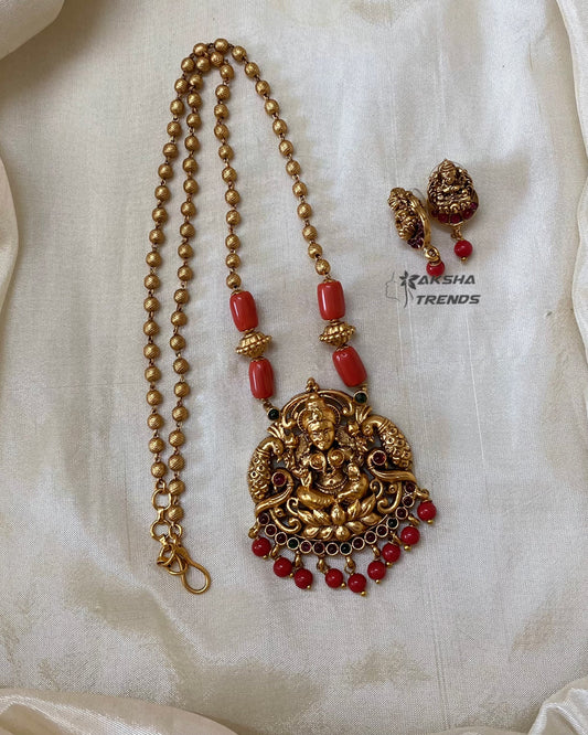 Lakshmi coral pendant chain Aksha Trends