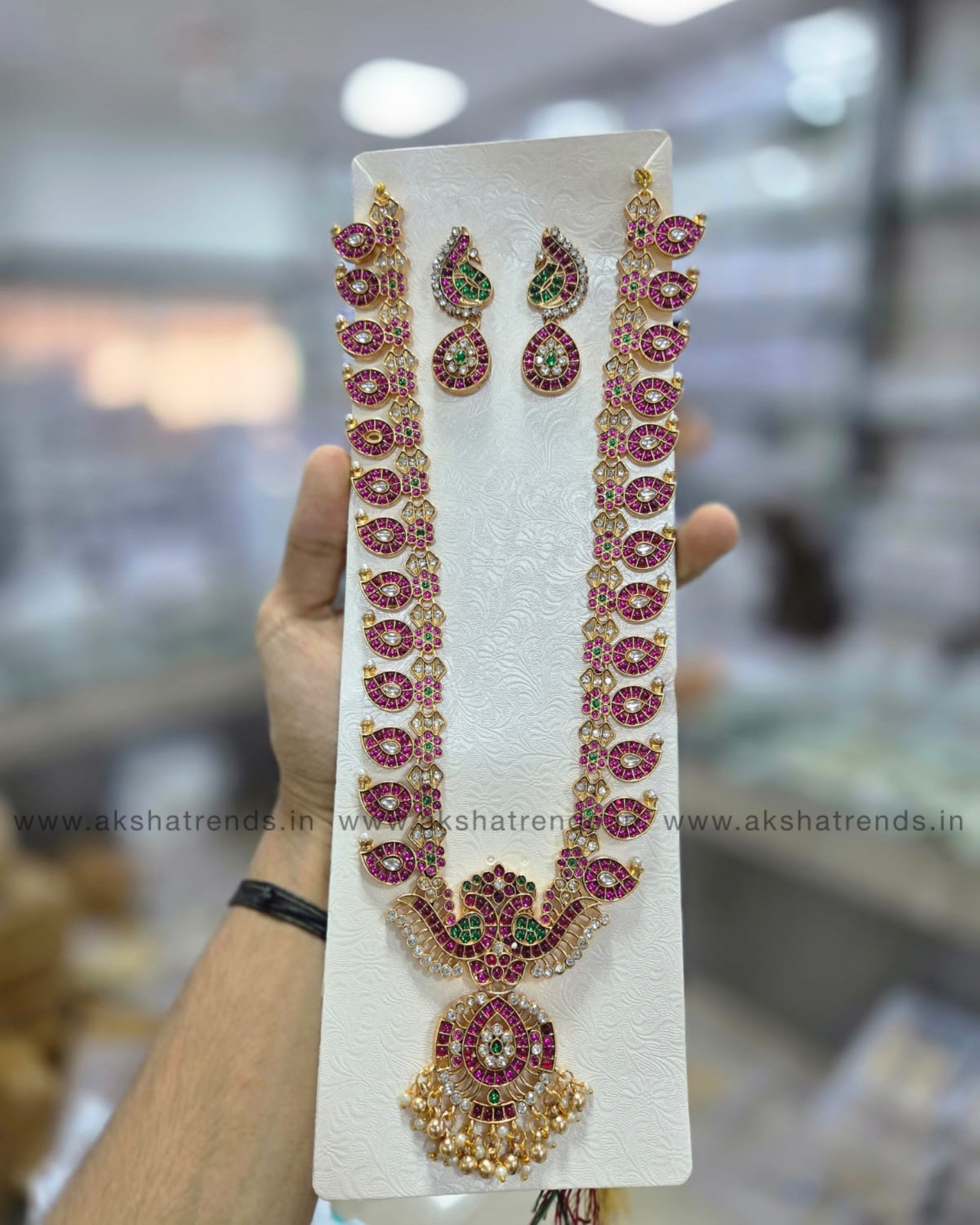 Antique Peacock Kemp haram -Pearl Aksha Trends