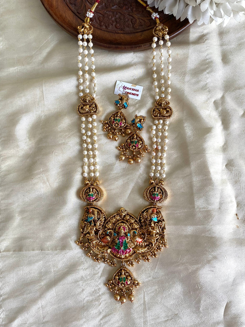 Lakshmi bead haram -pearl white Aksha Trends 