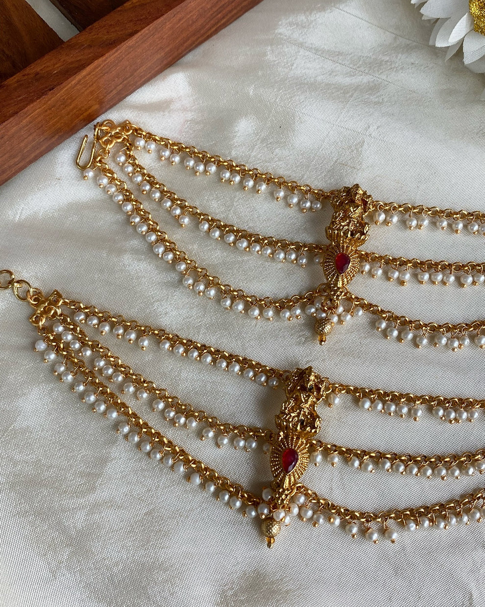 Lakshmi pearl earchain Aksha Trends 
