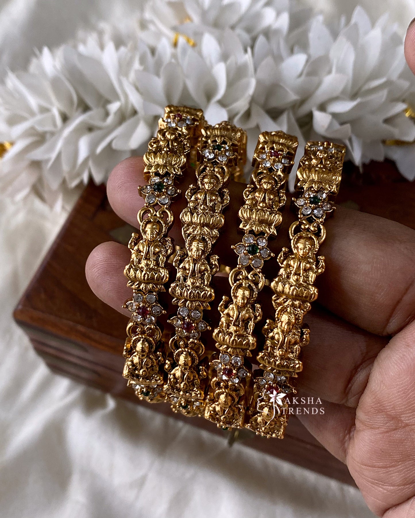 Antique lakshmi stone bangles (4pc) Aksha Trends