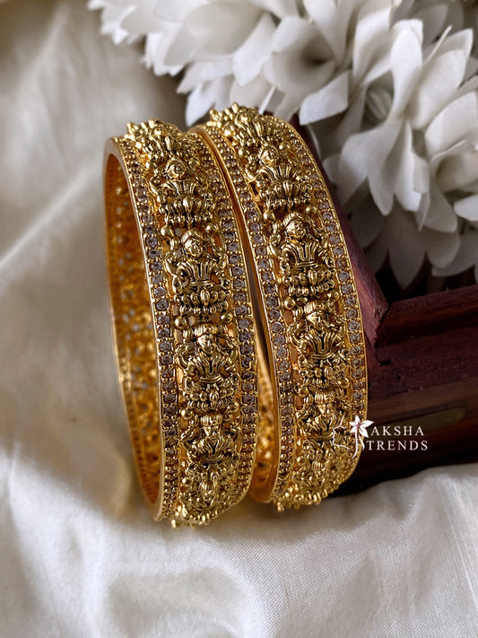 Golden lakshmi stone bangles (2pc) Aksha Trends