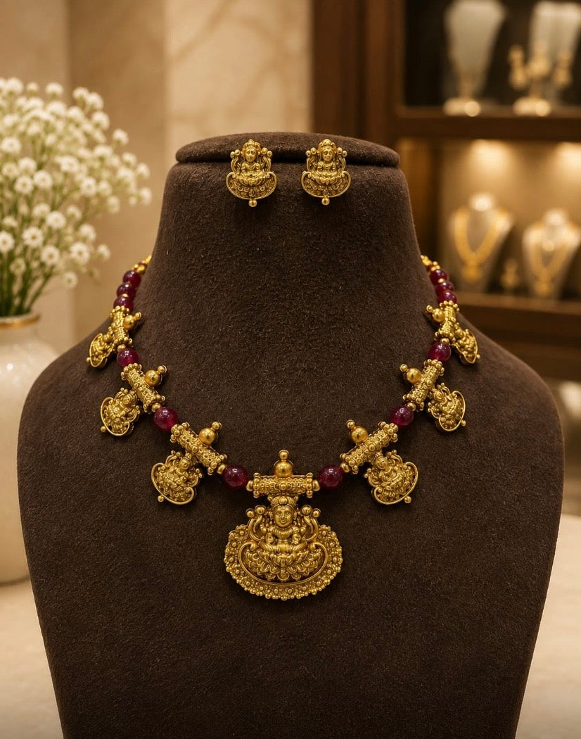 Antique lakshmi bead necklace Aksha Trends 