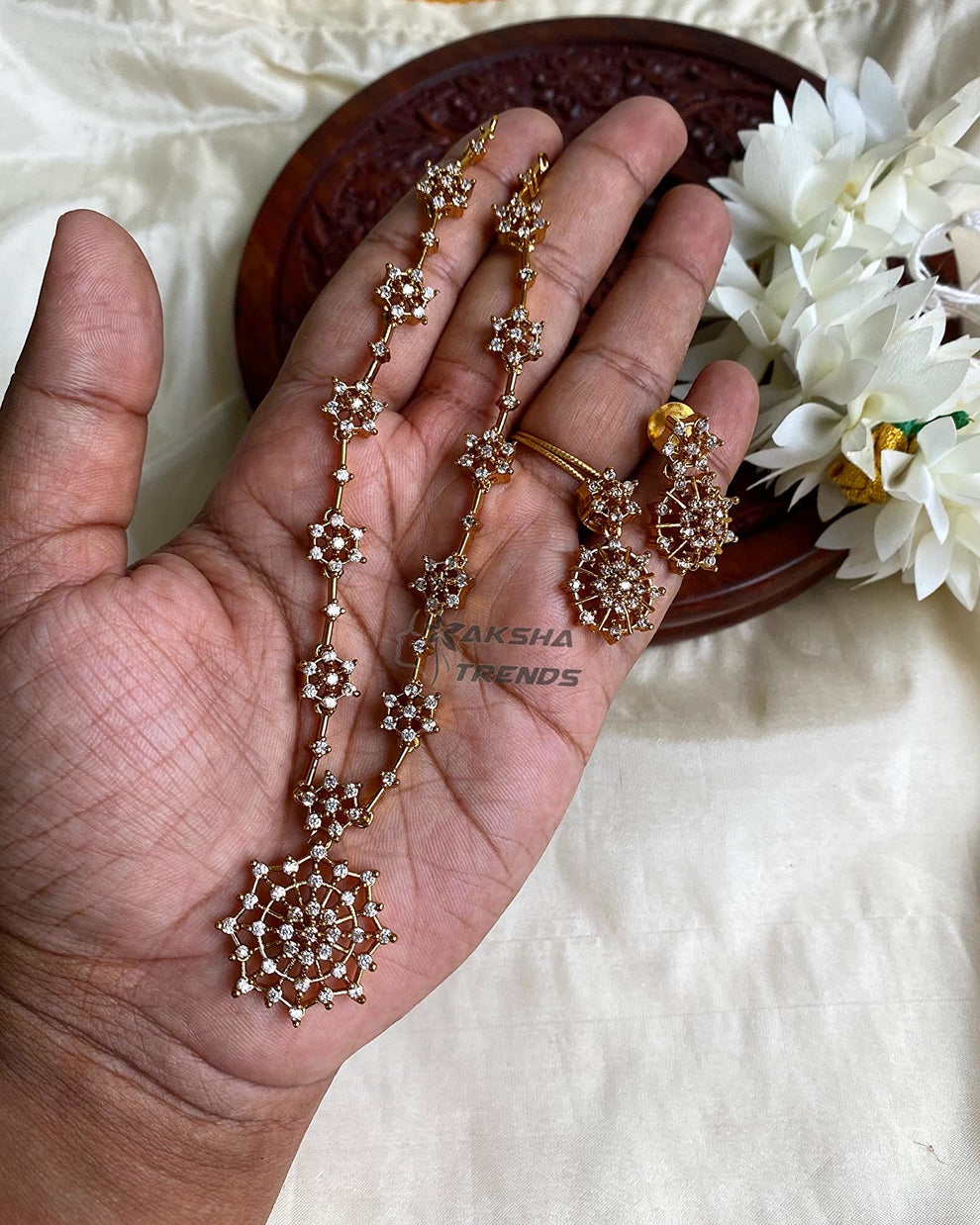 Floral Nakshatra diamond necklace Aksha Trends 