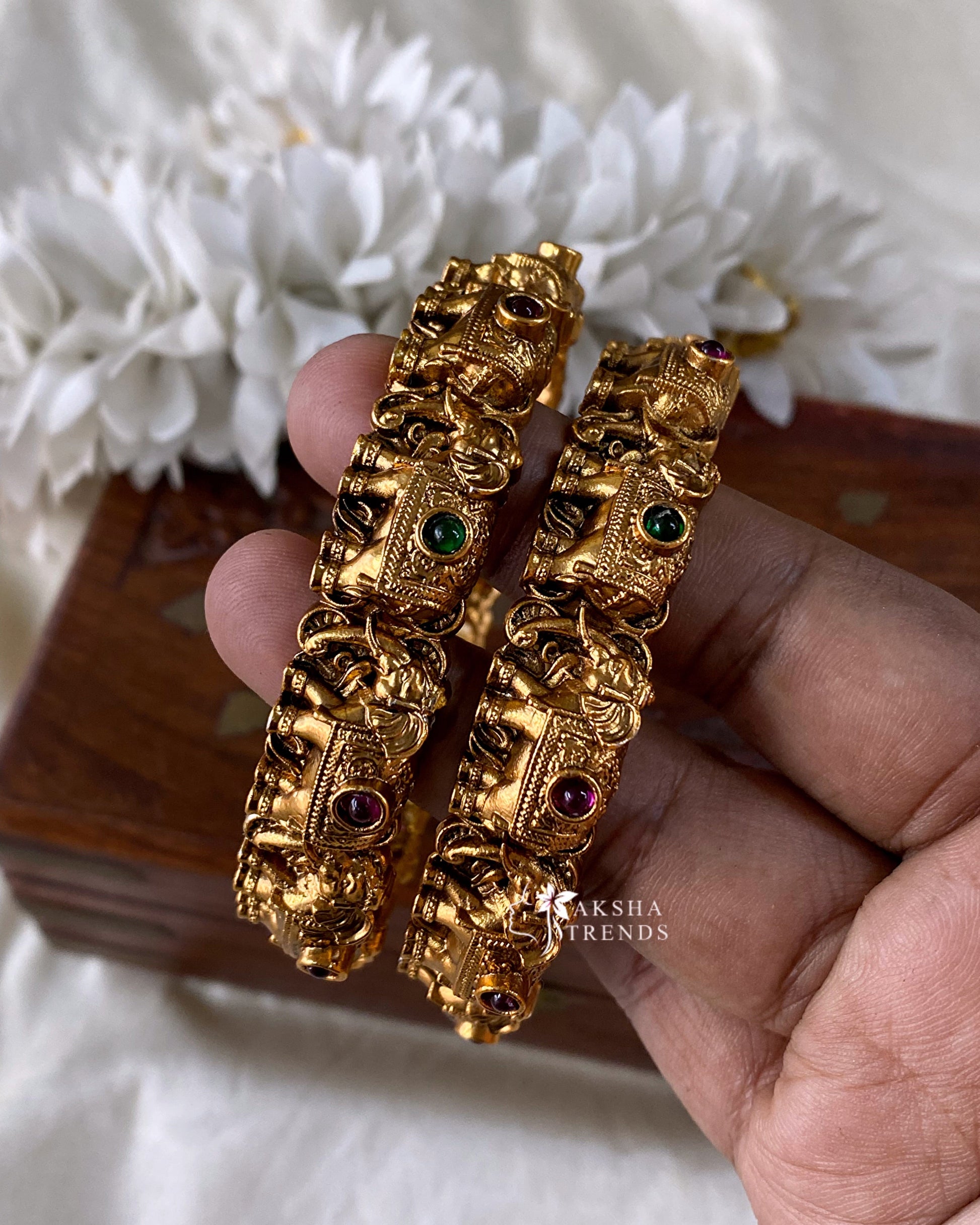 Antique Nagas Elephant bangles (2pc) Aksha Trends