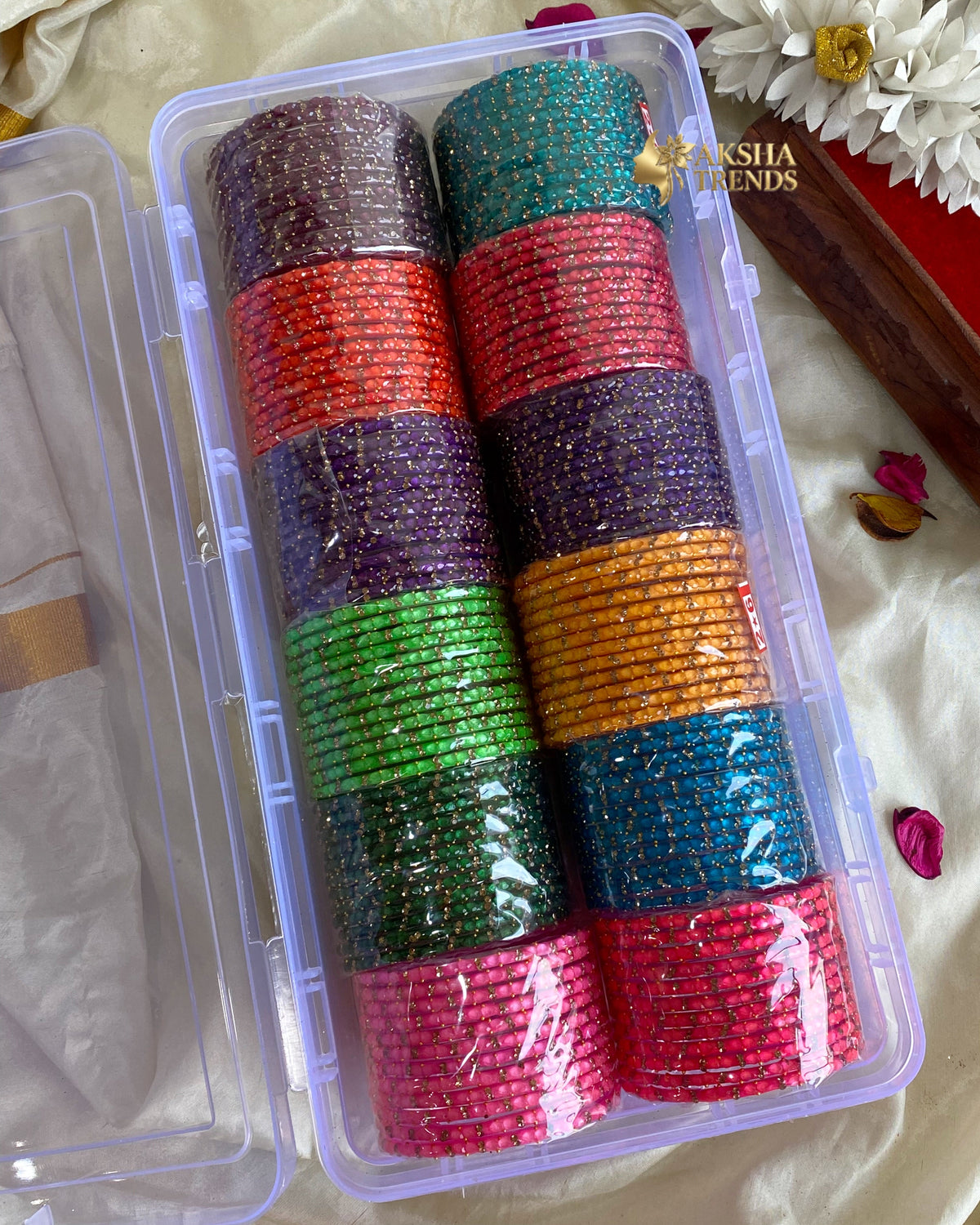 2.6 SIZE -Oval drop Glass Bangles (12pc /one colour) Aksha Trends