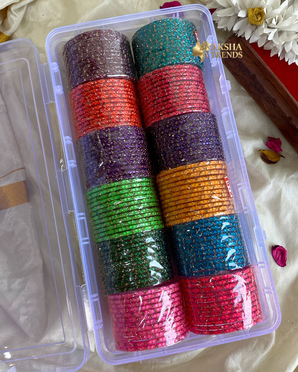 2.6 SIZE -Oval drop Glass Bangles (12pc /one colour) Aksha Trends 