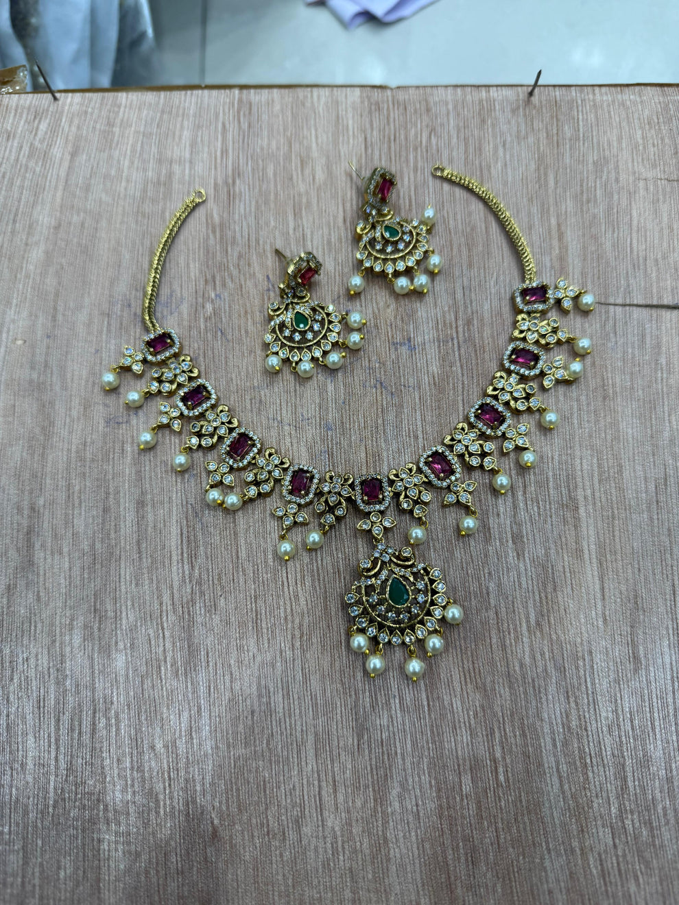 Premium floral diamond necklace Aksha Trends 