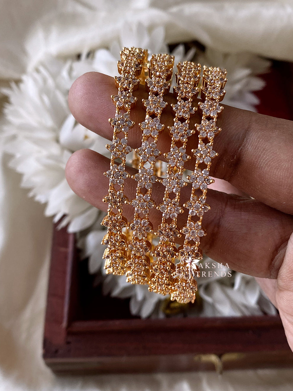 Nakshatra diamond bangles (4pc) Aksha Trends 
