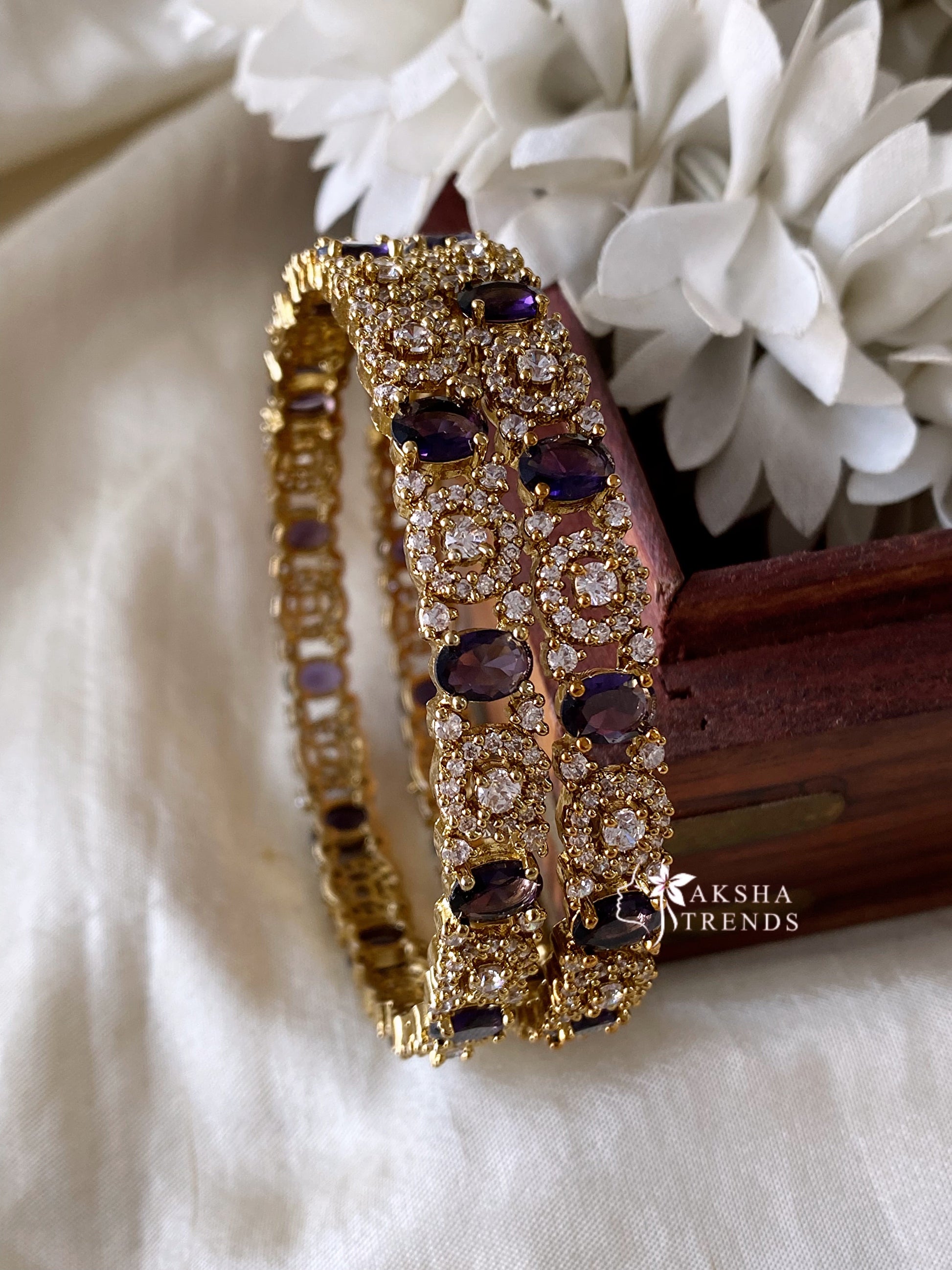 Premium AD bangles -Purple (2pc) Aksha Trends