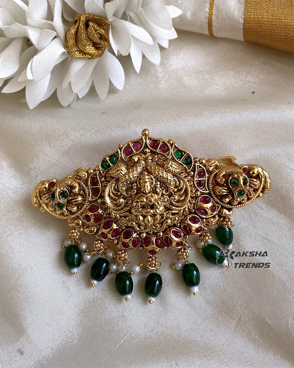 Lakshmi bridal Hair clip -Green Aksha Trends 