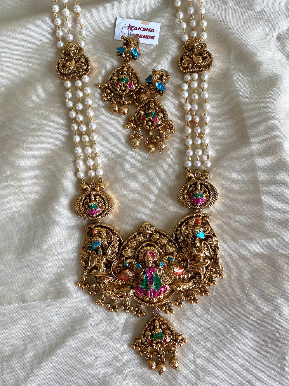 Lakshmi bead haram -pearl white Aksha Trends 