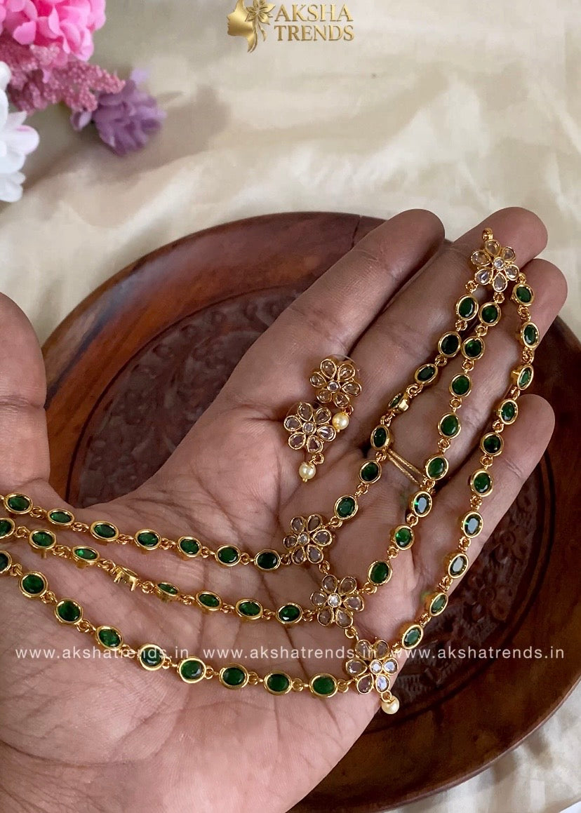3layer kemp diamond necklace Aksha Trends 