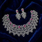 Silver floral diamond necklace -Pink Aksha Trends