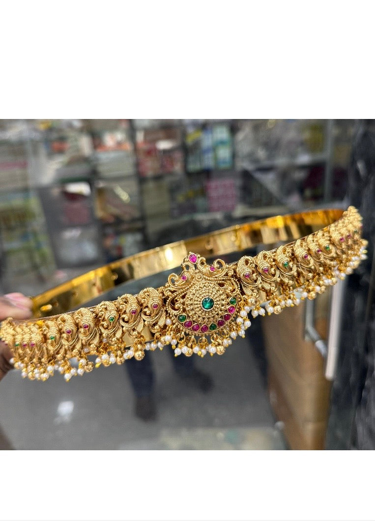 Antique bridal hipbelt -floral pearl Aksha Trends 