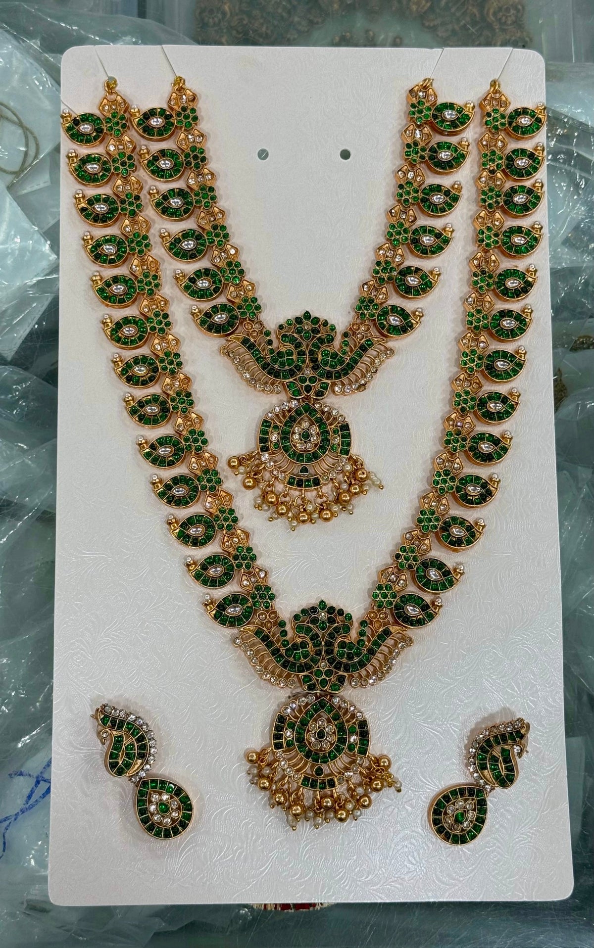 Antique peacock kemp bridal combo -Green Aksha Trends