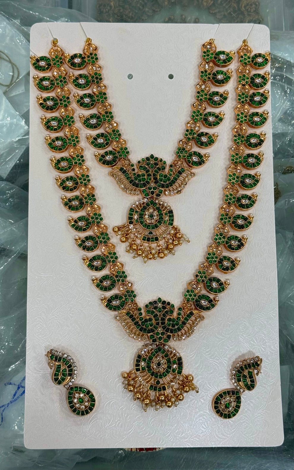 Antique peacock kemp bridal combo -Green Aksha Trends 
