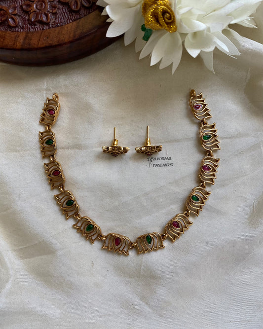 Antique Lotus necklace Aksha Trends